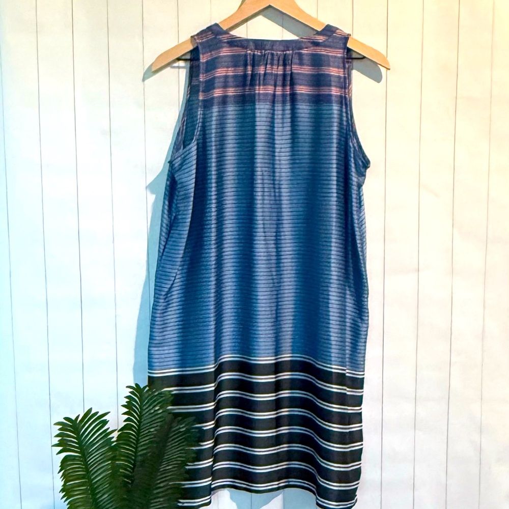 LOFT Blue and Red Striped Satin Dress - Picture 2 of 3